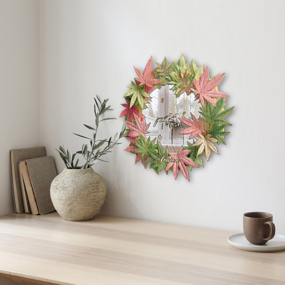 Pink Stoner Chick - Personalized Weed Wall Hanging Mirror