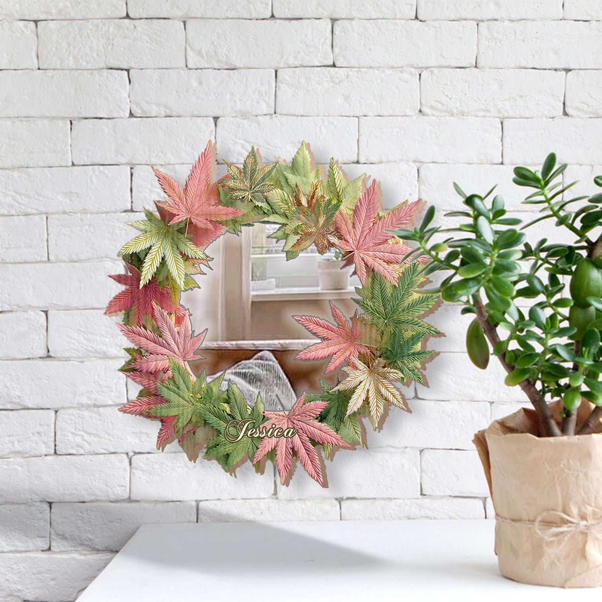 Pink Stoner Chick - Personalized Weed Wall Hanging Mirror