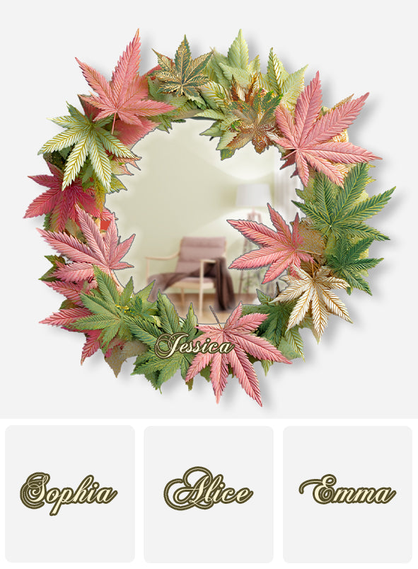 Pink Stoner Chick - Personalized Weed Wall Hanging Mirror
