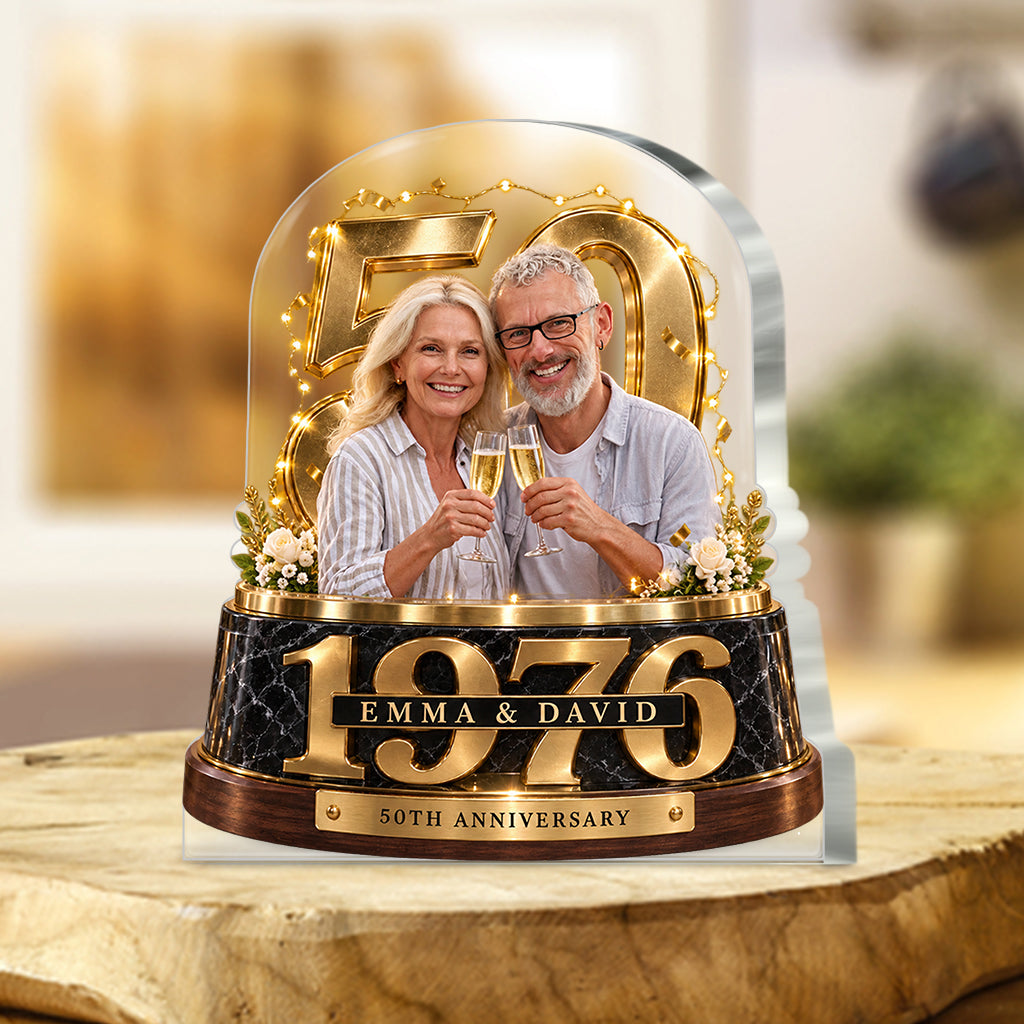 Cadeau Personnalisé pour Couple, Figurine Romantique d'Anniversaire pour Mari et Femme avec Noms et Date, Cadeau pour Petit Ami et Petite Amie - Plaque Acrylique Personnalisée