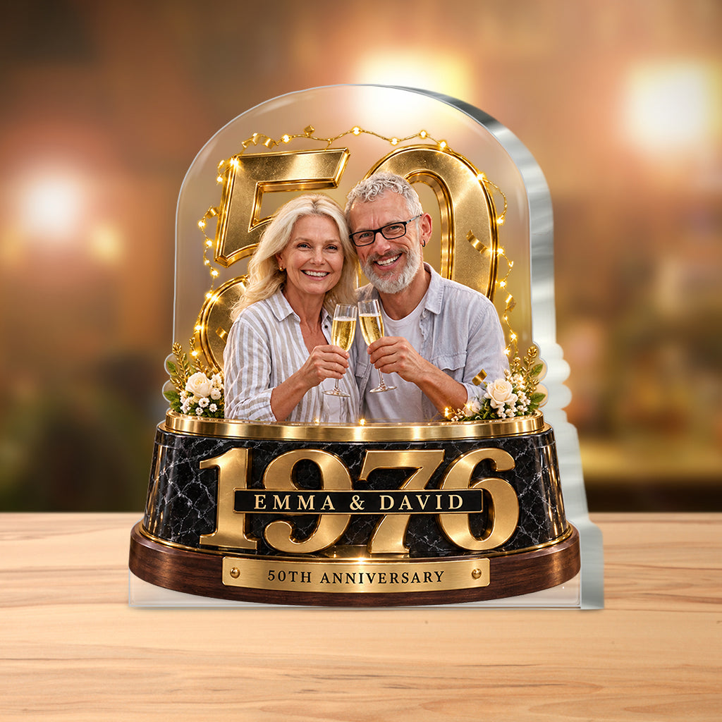 Cadeau Personnalisé pour Couple, Figurine Romantique d'Anniversaire pour Mari et Femme avec Noms et Date, Cadeau pour Petit Ami et Petite Amie - Plaque Acrylique Personnalisée