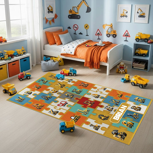 Construction de l'alphabet - Tapis enfant personnalisé