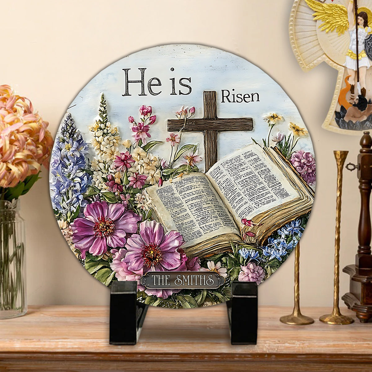 He Is Risen - Christian Round Shaped Stone
