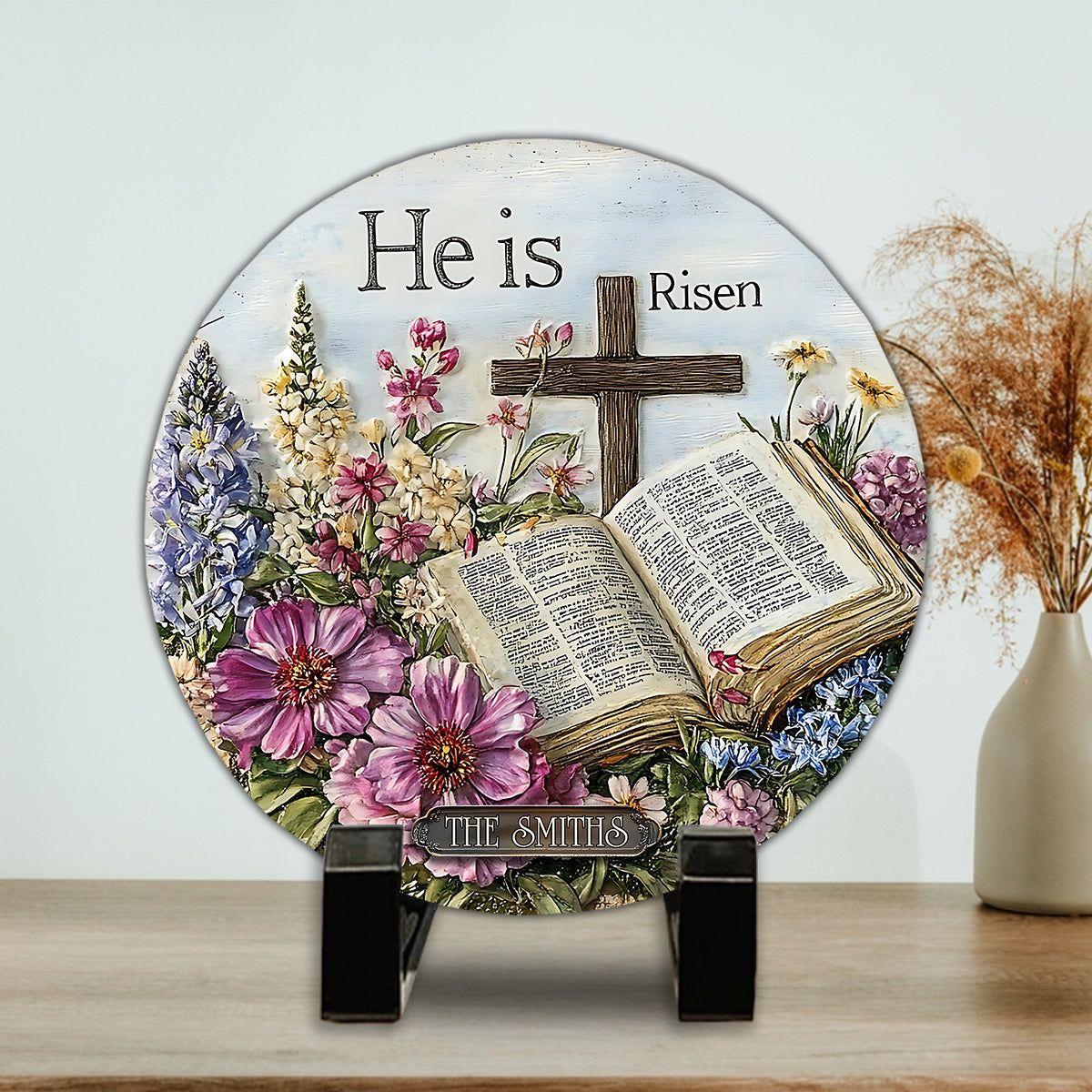 He Is Risen - Christian Round Shaped Stone