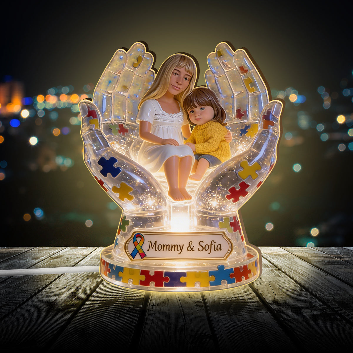 Autism Mom - Personalized Autism Awareness Acrylic LED Night Light