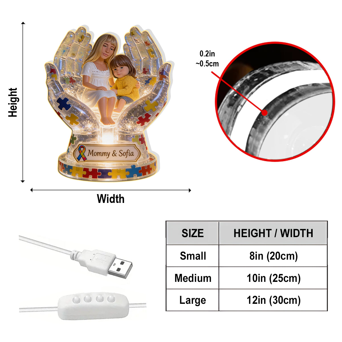 Autism Mom - Personalized Autism Awareness Acrylic LED Night Light