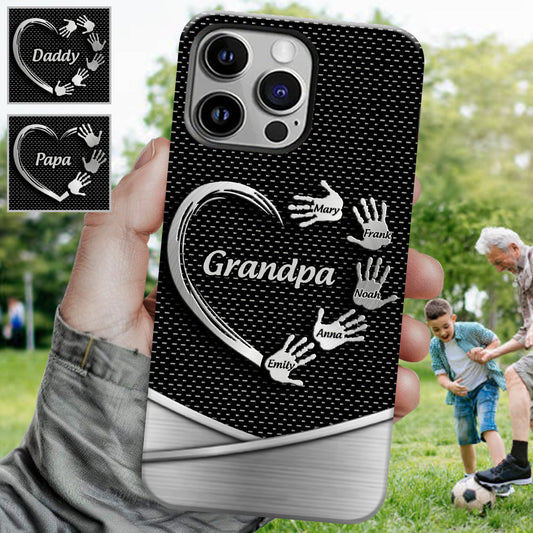 Grandpa Dad Kids Handprints - Personalized Father Full Print Phone Case