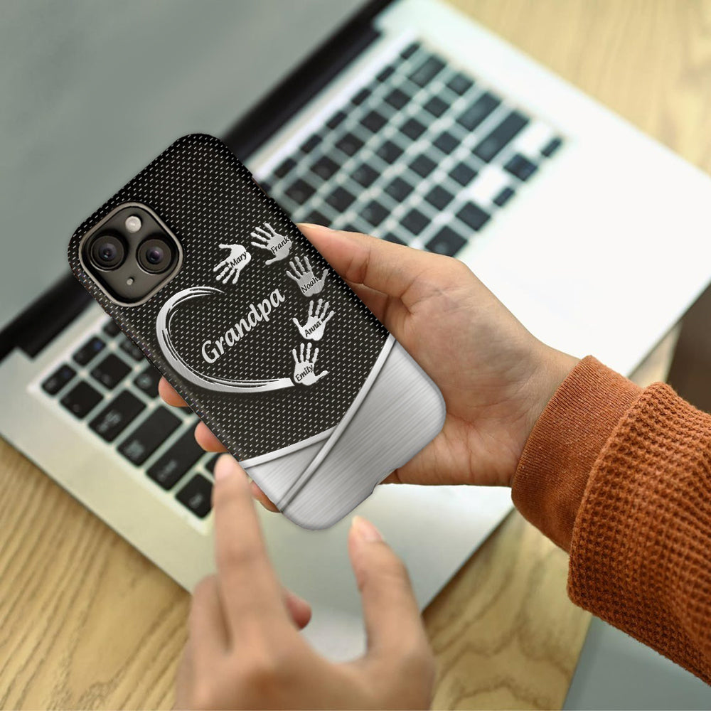 Grandpa Dad Kids Handprints - Personalized Father Full Print Phone Case
