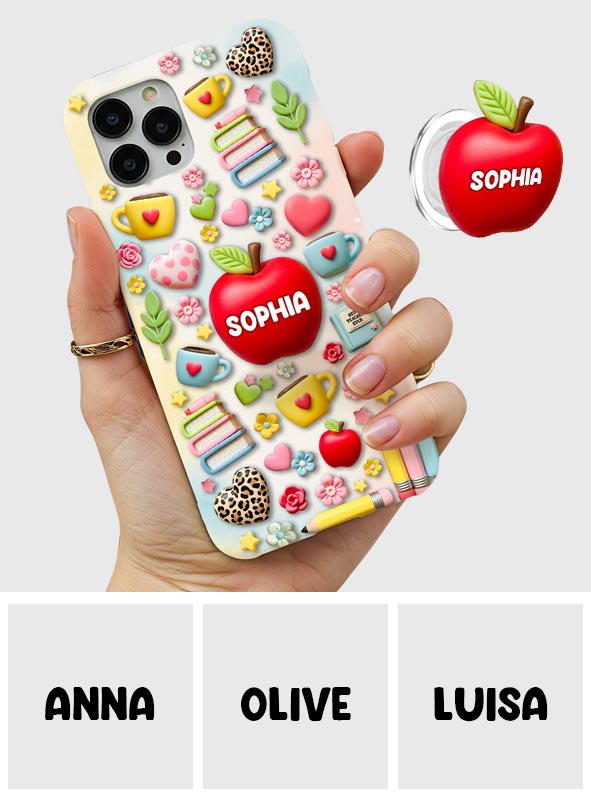 Meilleur professeur du monde - Coque de téléphone et support de téléphone personnalisés avec impression intégrale - Meilleur professeur