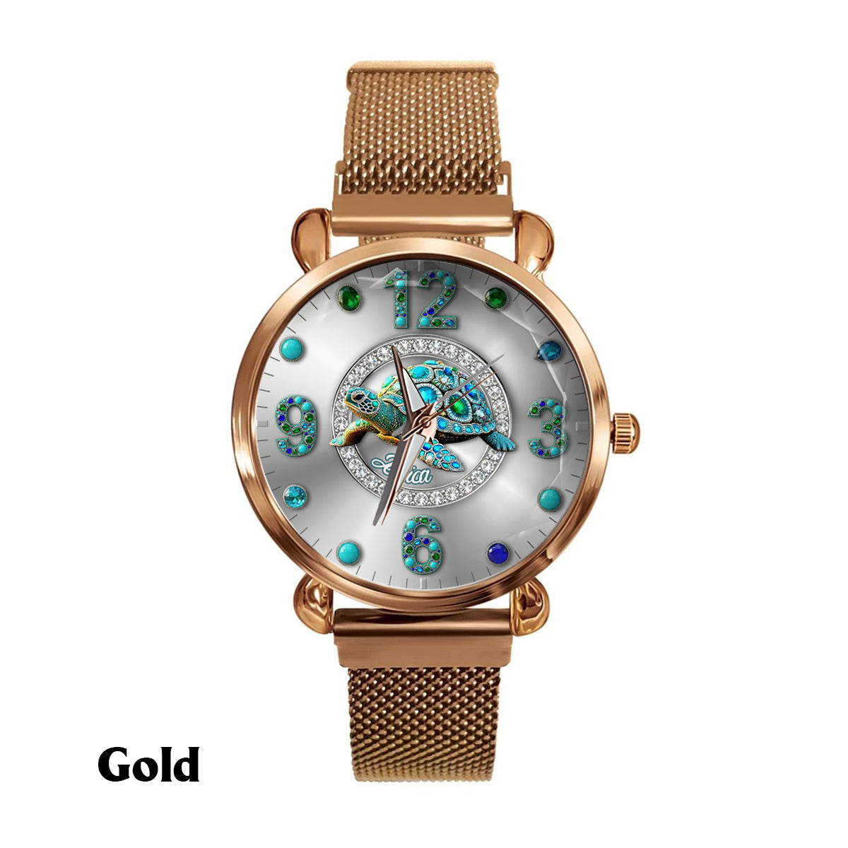 Montre-bracelet personnalisée pour femme Love Turtle - Tortue