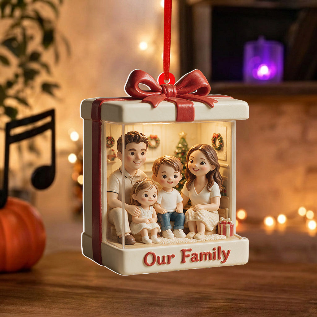 A Little Box of Christmas Joy - Personalized Family Premium 3D Ornament