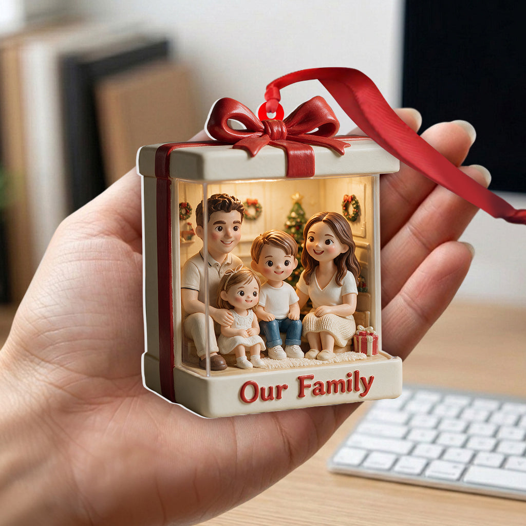 A Little Box of Christmas Joy - Personalized Family Premium 3D Ornament