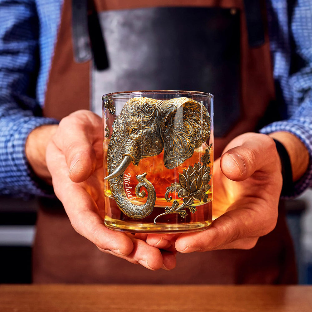 Magnifique éléphant - Verre à whisky personnalisé en forme d'éléphant