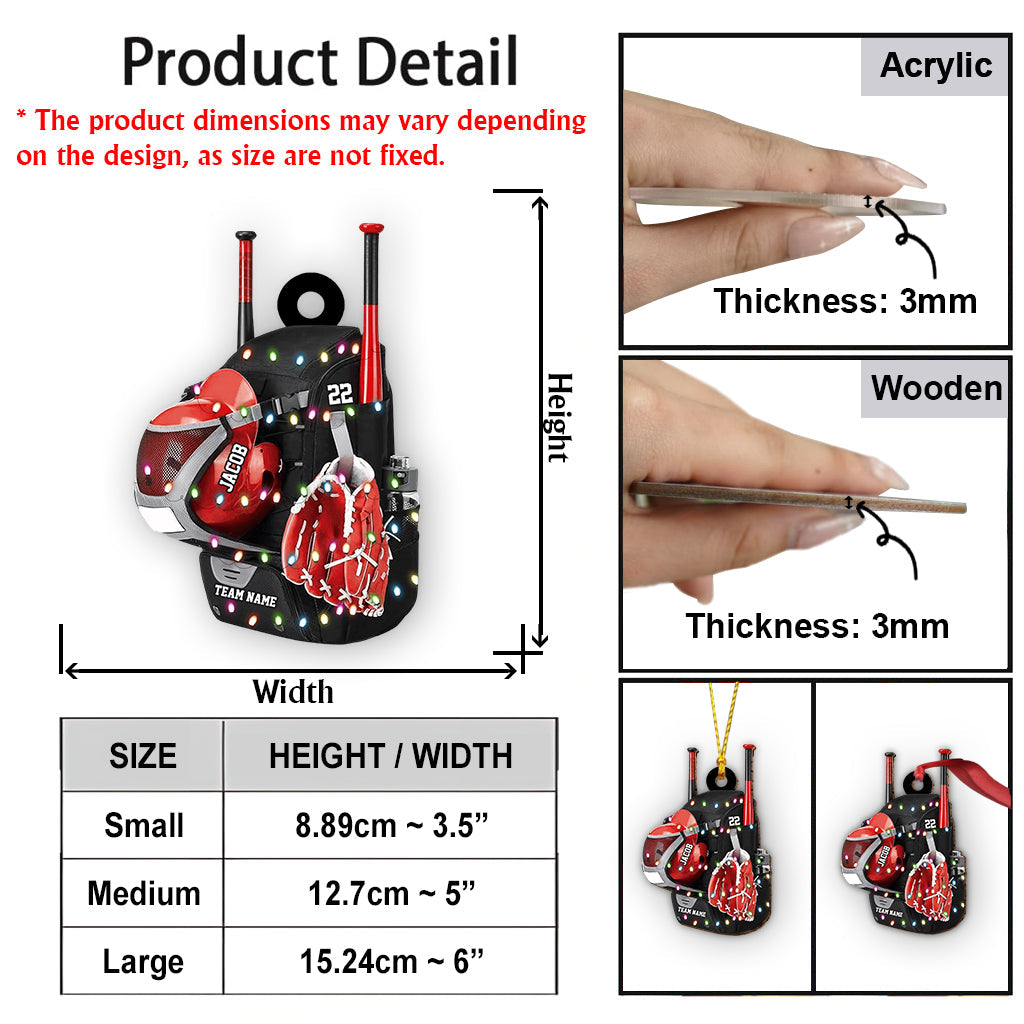 Baseball Backpack - Personalized Baseball Ornament