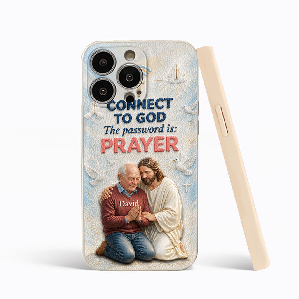 Connect To God - Personalized Christian 3D Embossed Leather Phone Case