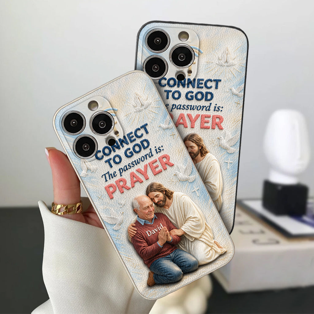 Connect To God - Personalized Christian 3D Embossed Leather Phone Case