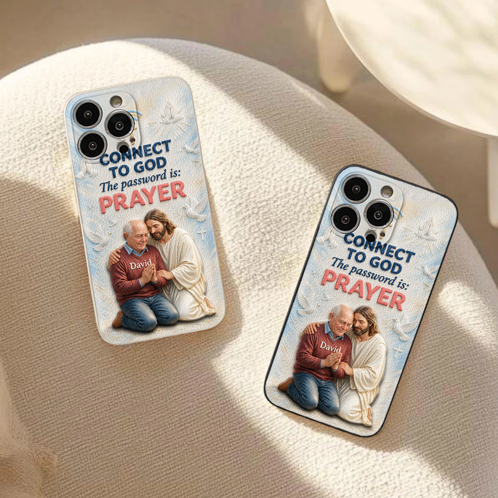 Connect To God - Personalized Christian 3D Embossed Leather Phone Case