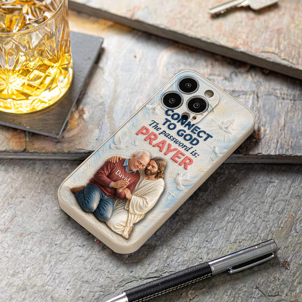 Connect To God - Personalized Christian 3D Embossed Leather Phone Case