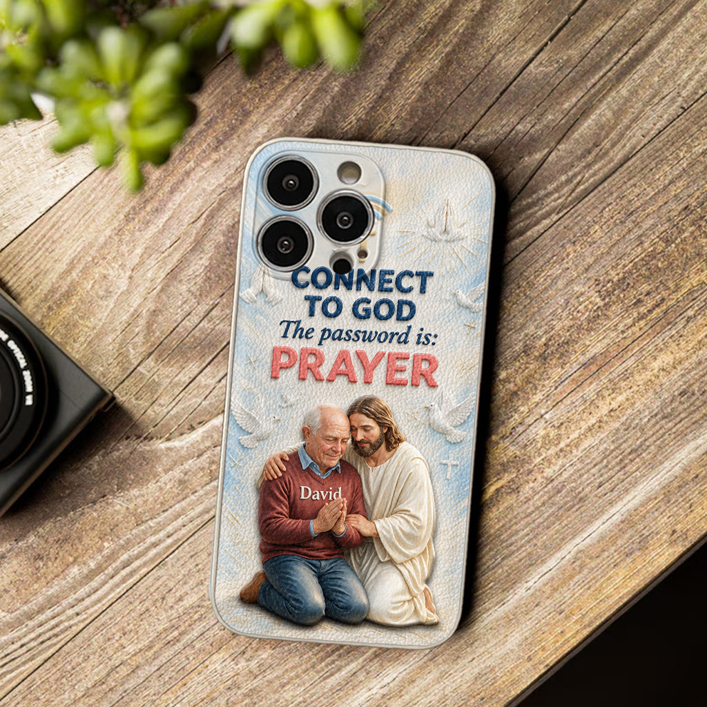 Connect To God - Personalized Christian 3D Embossed Leather Phone Case
