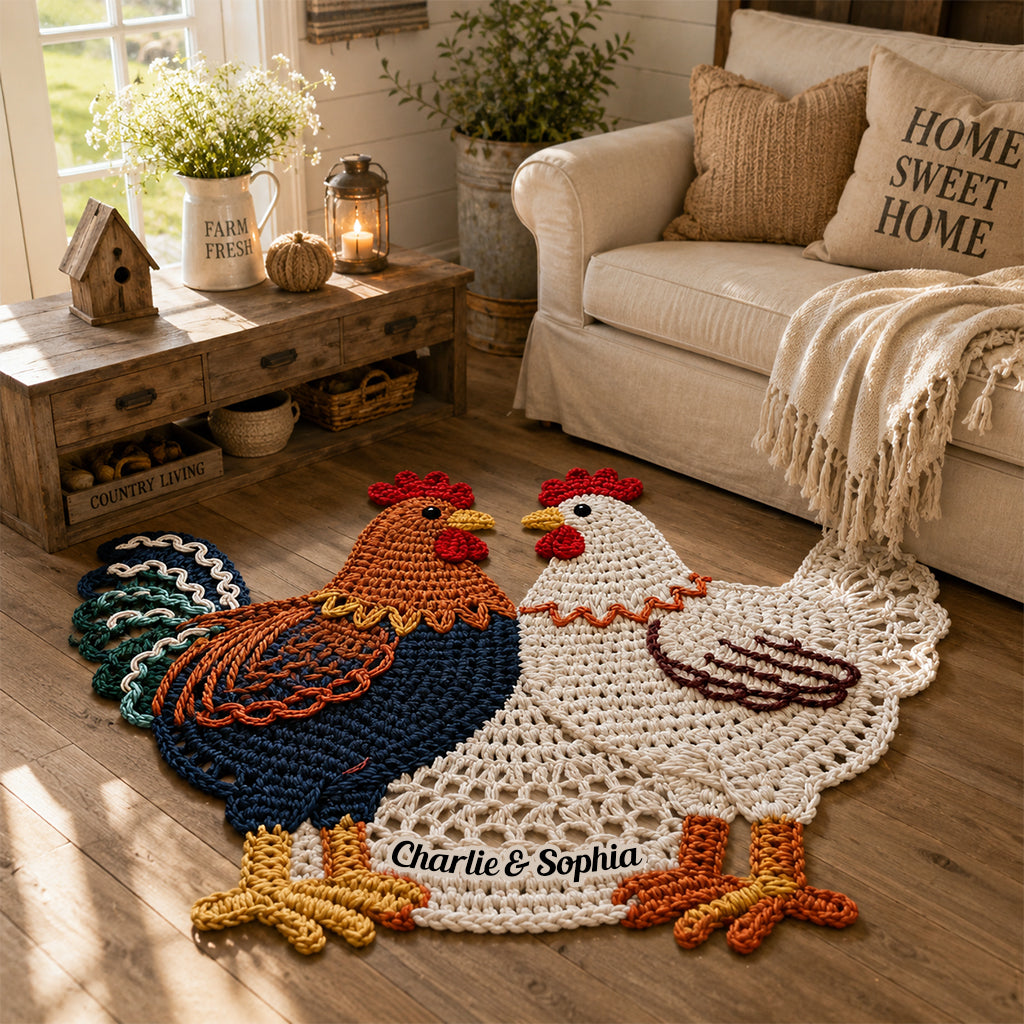 You & Me Couple Gift - Personalized Chicken Non-Slip Tufted Rug
