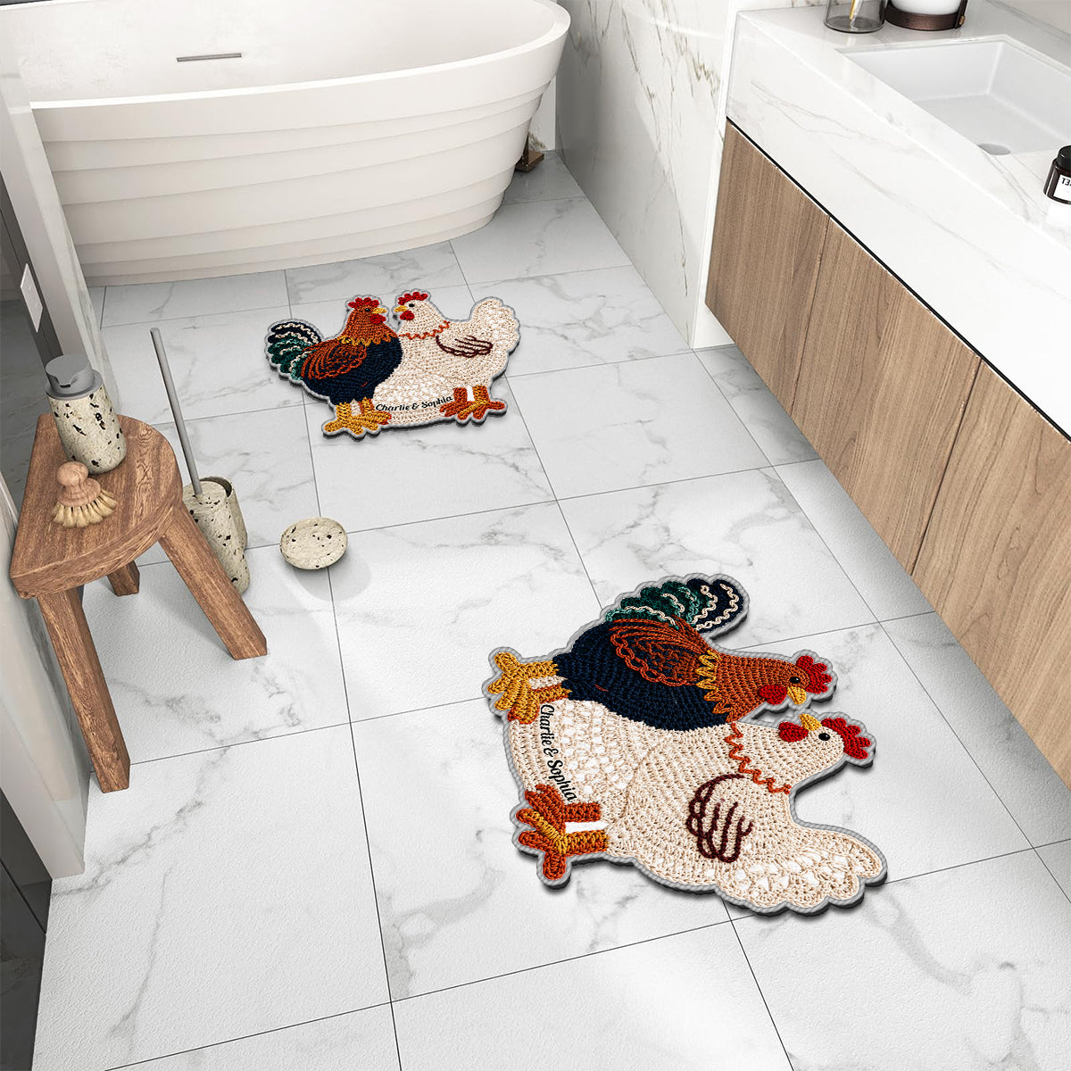 You & Me Couple Gift - Personalized Chicken Non-Slip Tufted Rug