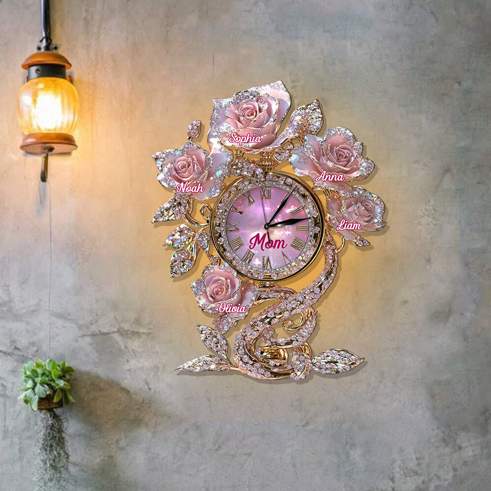 Floral Mom - Personalized Mother LED Light Wall Clock