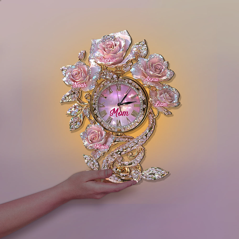 Floral Mom - Personalized Mother LED Light Wall Clock