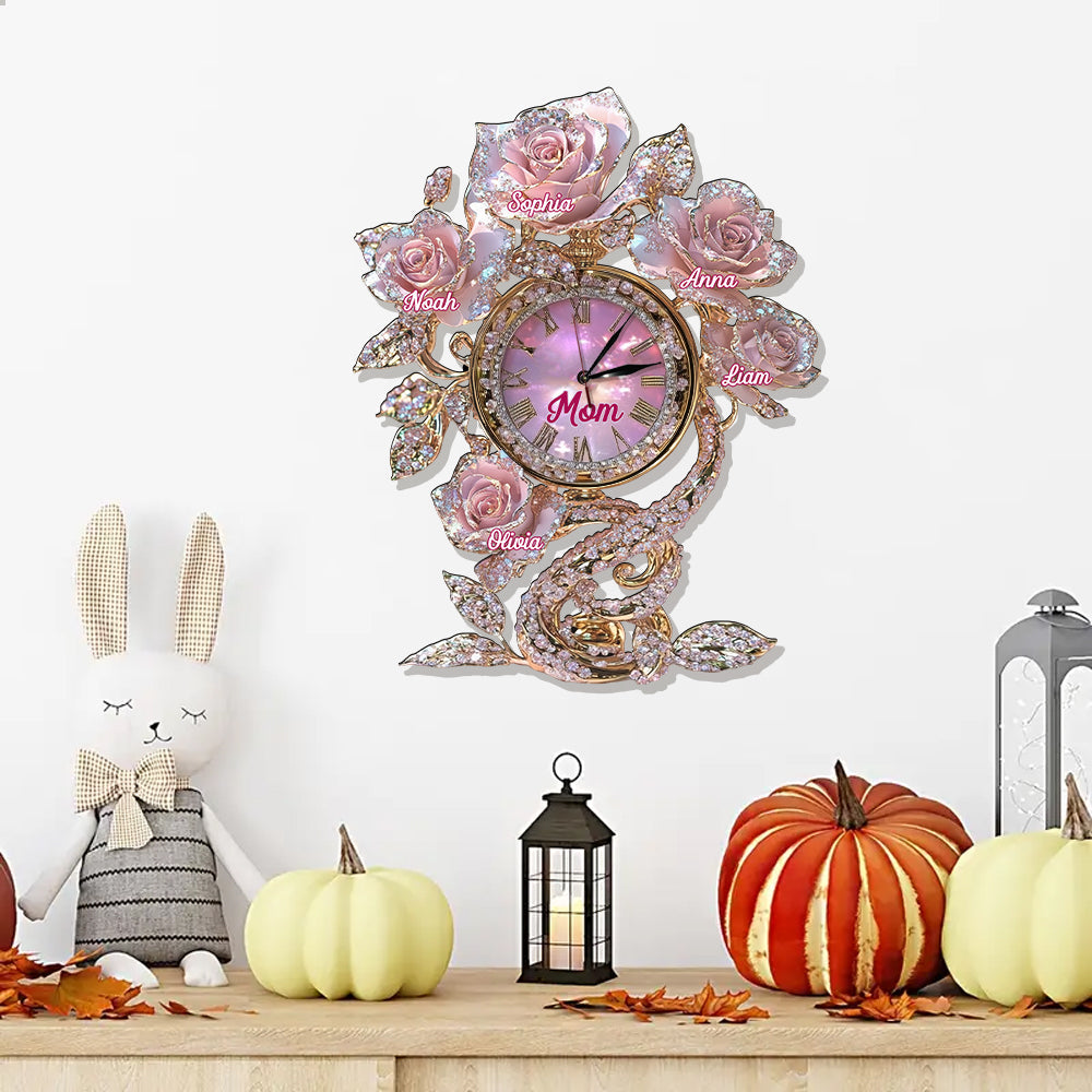 Floral Mom - Personalized Mother LED Light Wall Clock