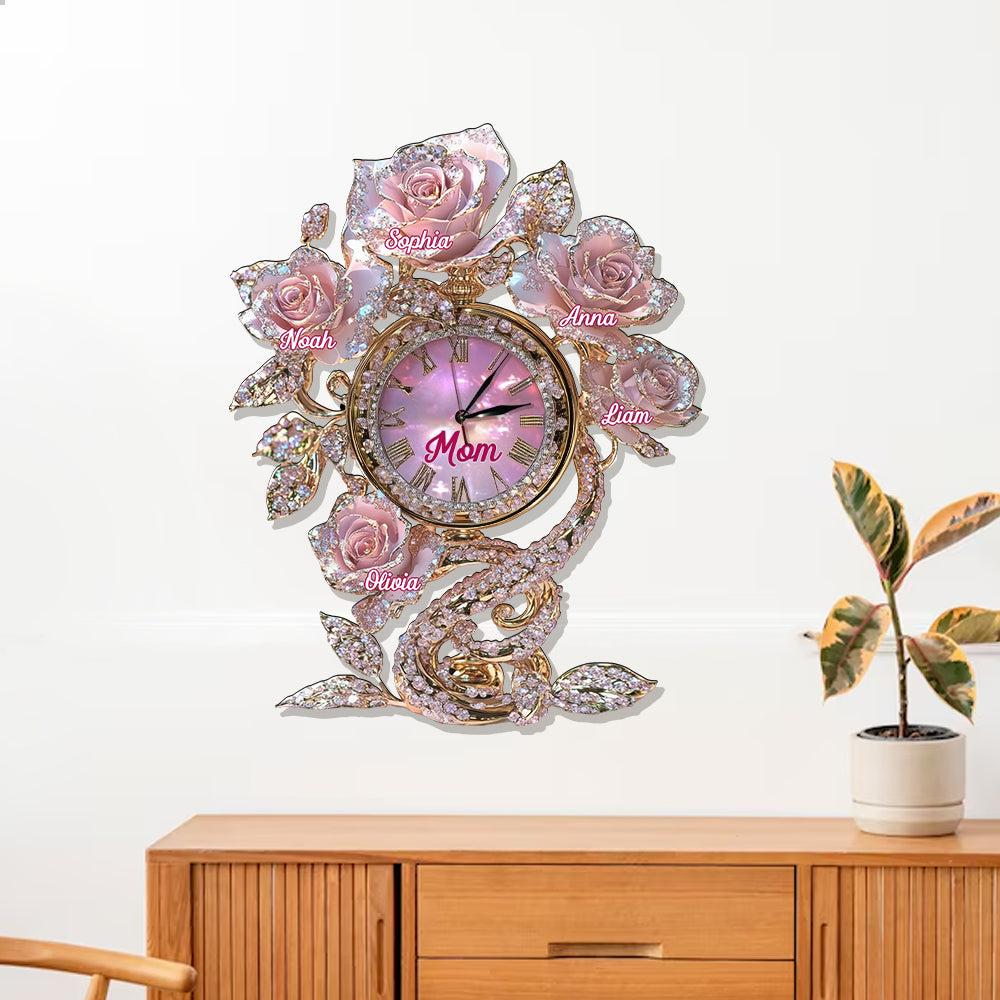 Floral Mom - Personalized Mother LED Light Wall Clock