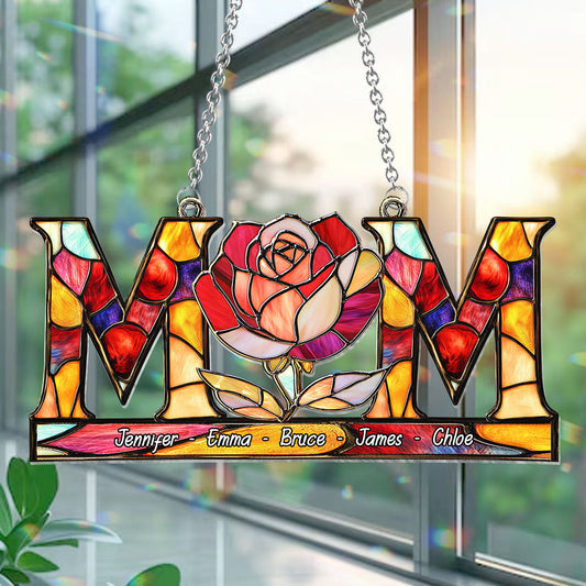 Fleur Maman - Ornement Attrape-soleil personnalisé à suspendre à la fenêtre pour maman 