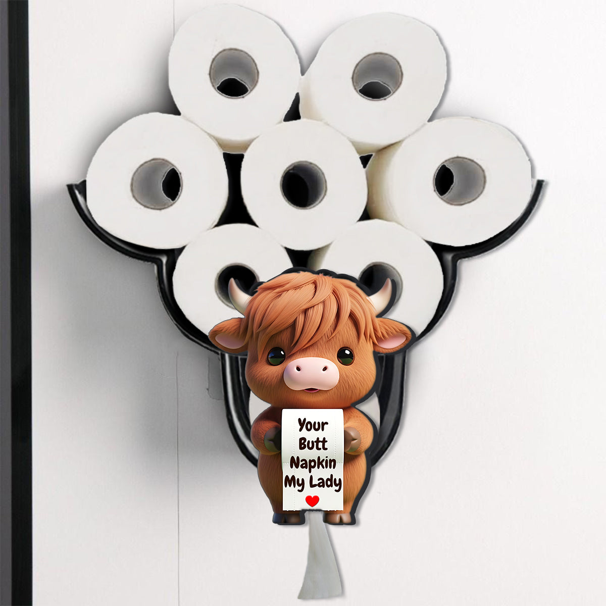 Votre serviette, mon Seigneur, Vache Rigolote - Porte-papier toilette personnalisé en forme de vache des Highlands