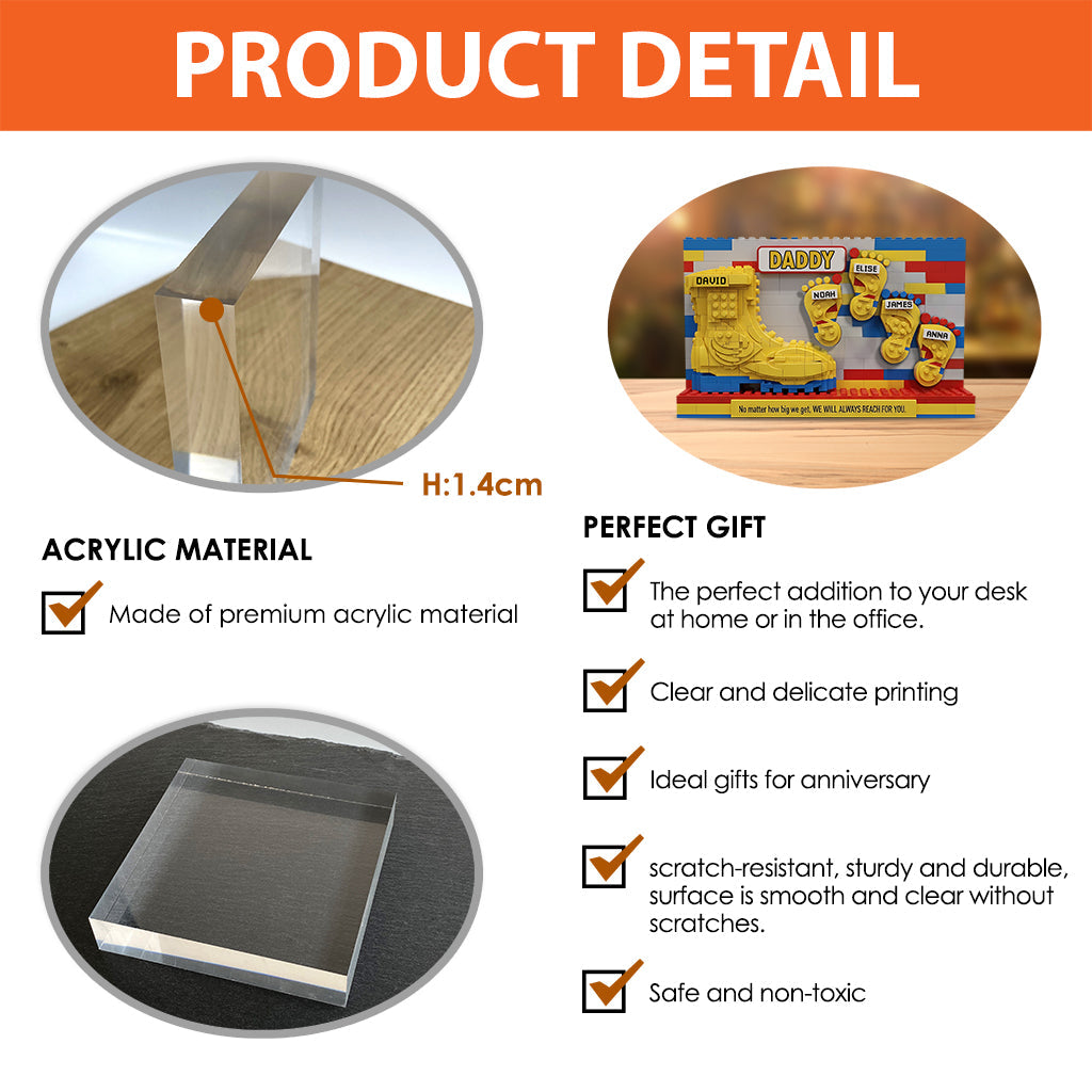 Daddy And Kids - Your Footsteps Led Our Way - Personalized Father Custom Shaped Acrylic Plaque