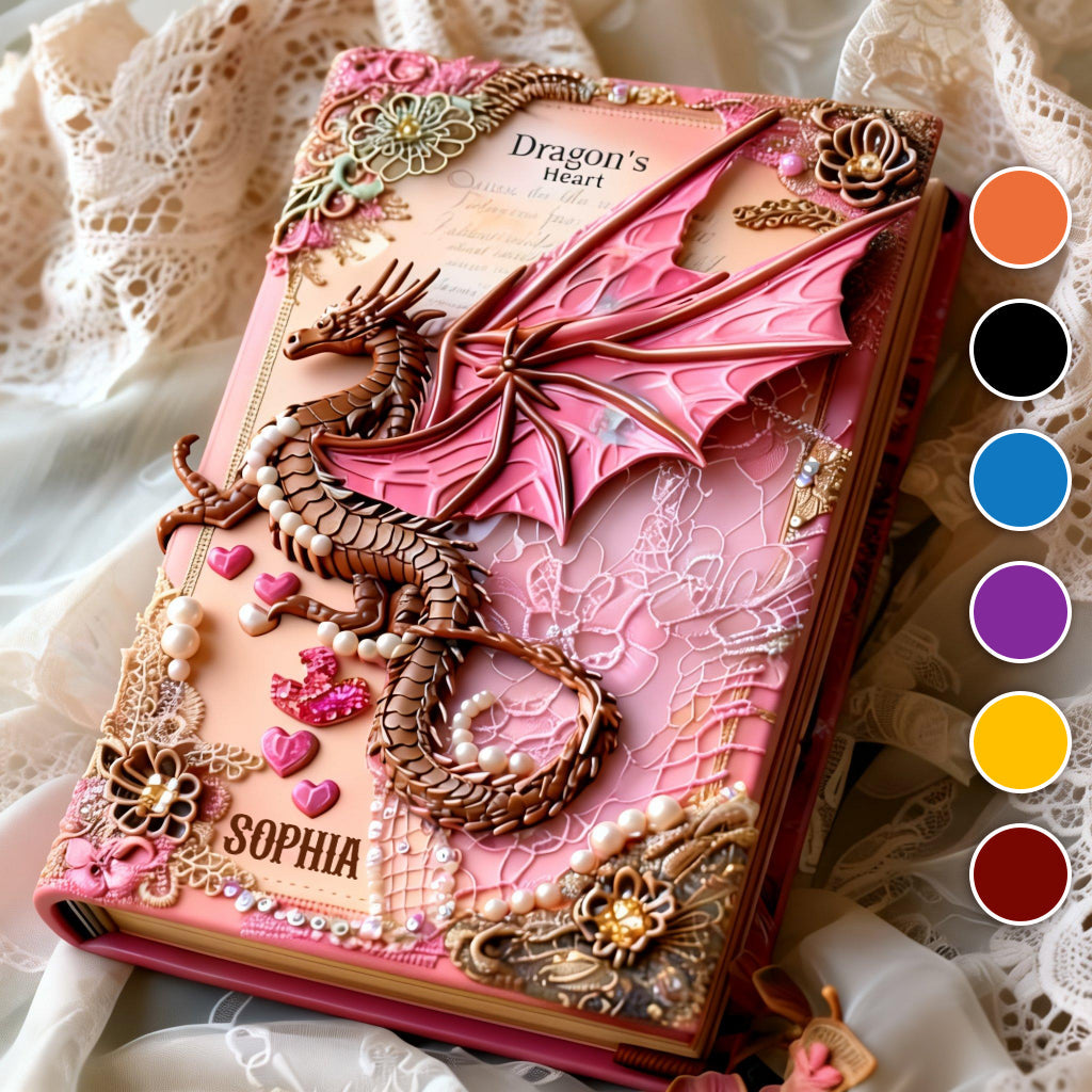 Cœur de Dragon - Carnet en cuir personnalisé avec dragon
