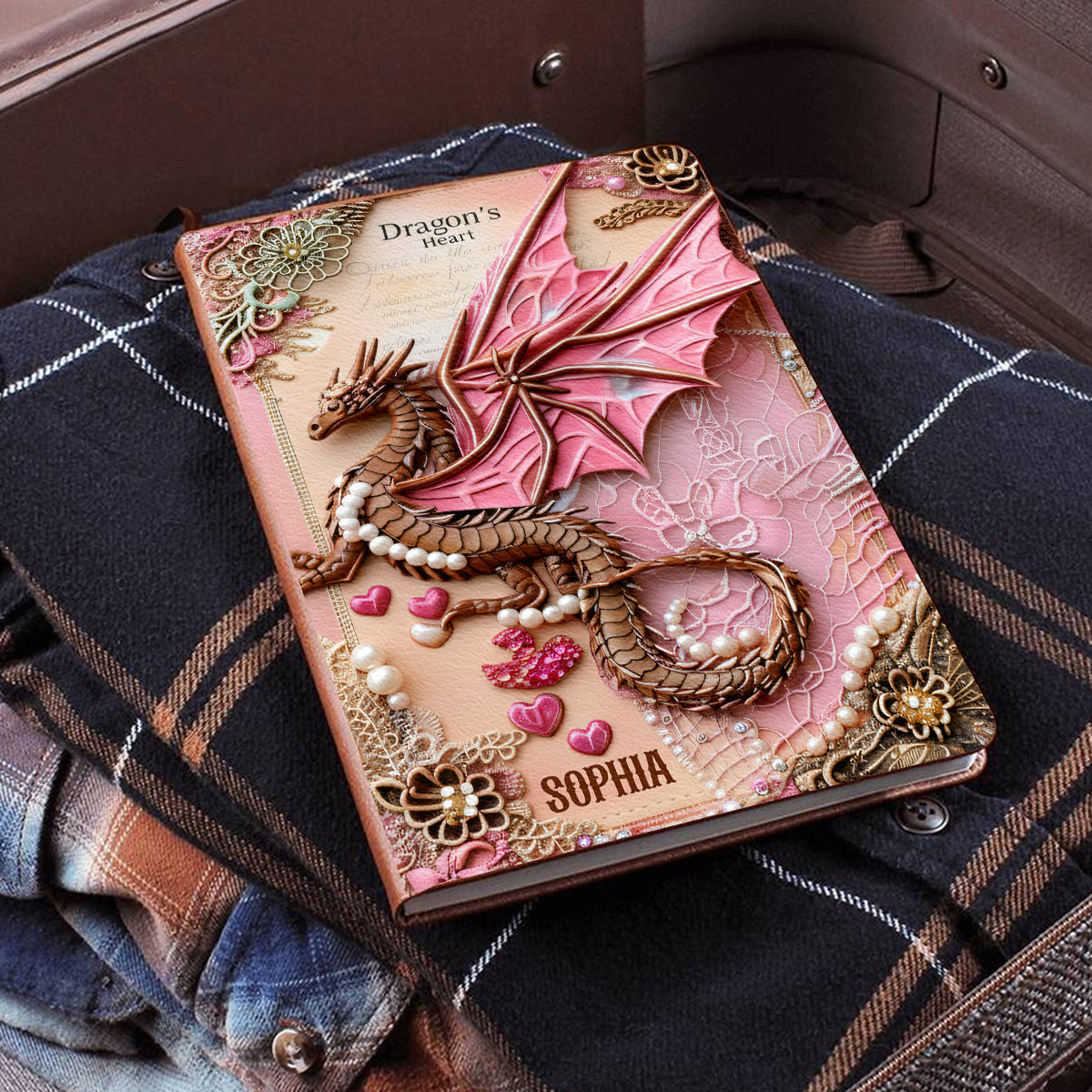 Cœur de Dragon - Carnet en cuir personnalisé avec dragon