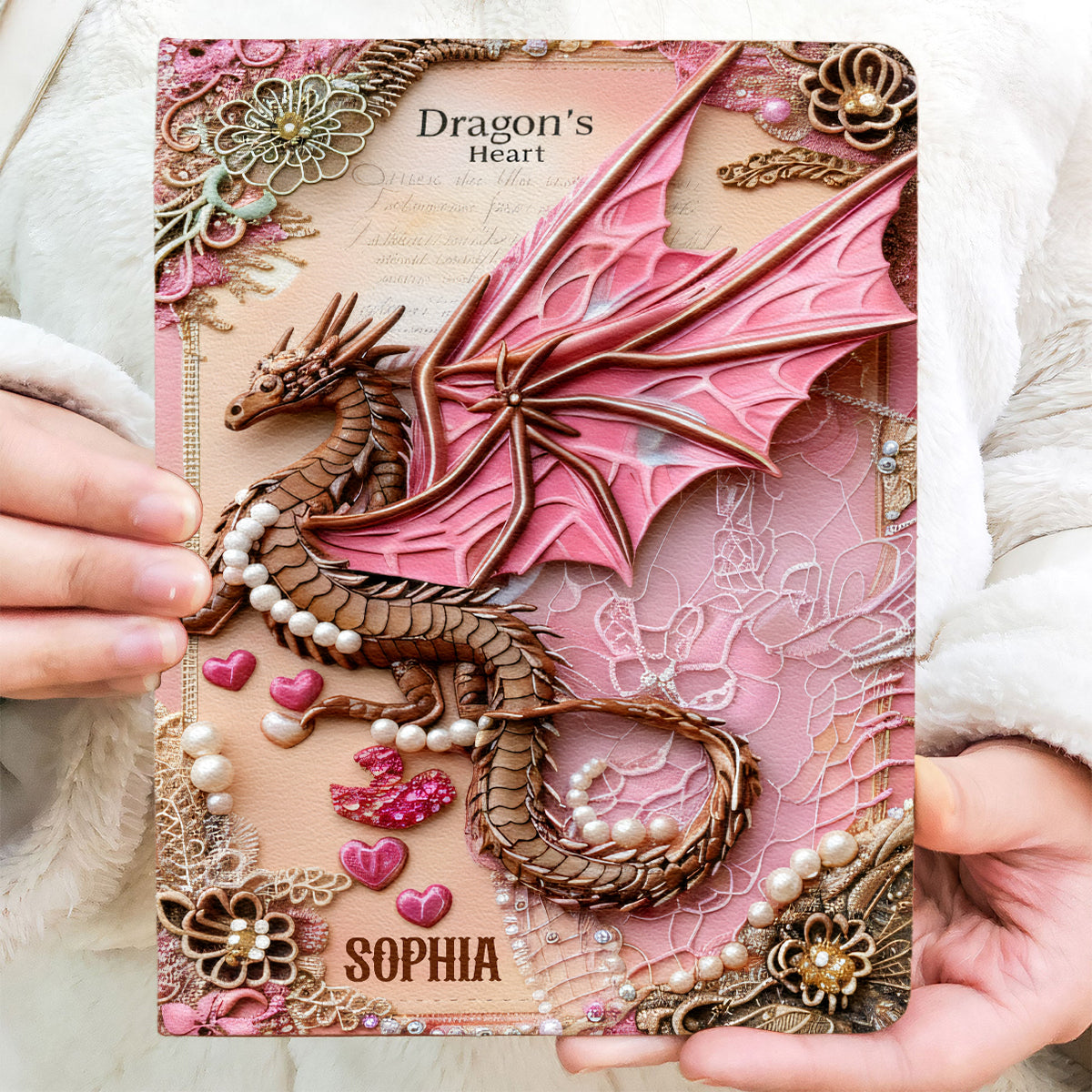Cœur de Dragon - Carnet en cuir personnalisé avec dragon