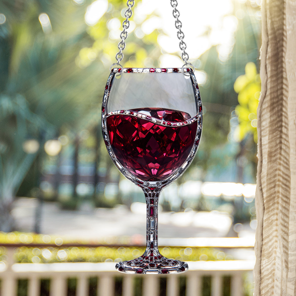 Juste une fille qui aime le vin - Attrape-soleil personnalisé à suspendre à la fenêtre