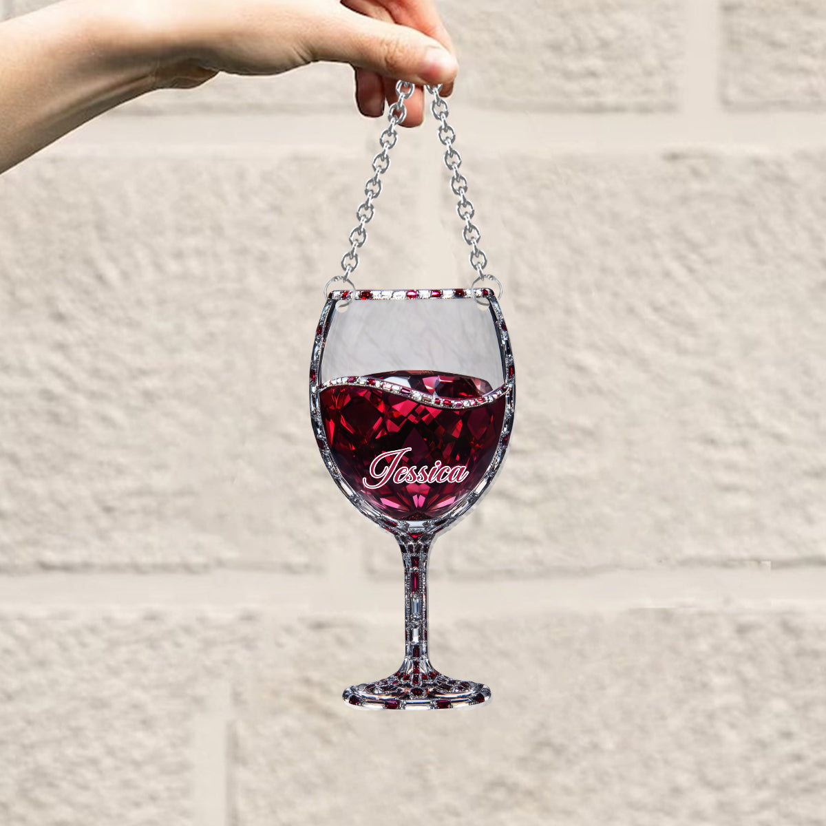 Juste une fille qui aime le vin - Attrape-soleil personnalisé à suspendre à la fenêtre