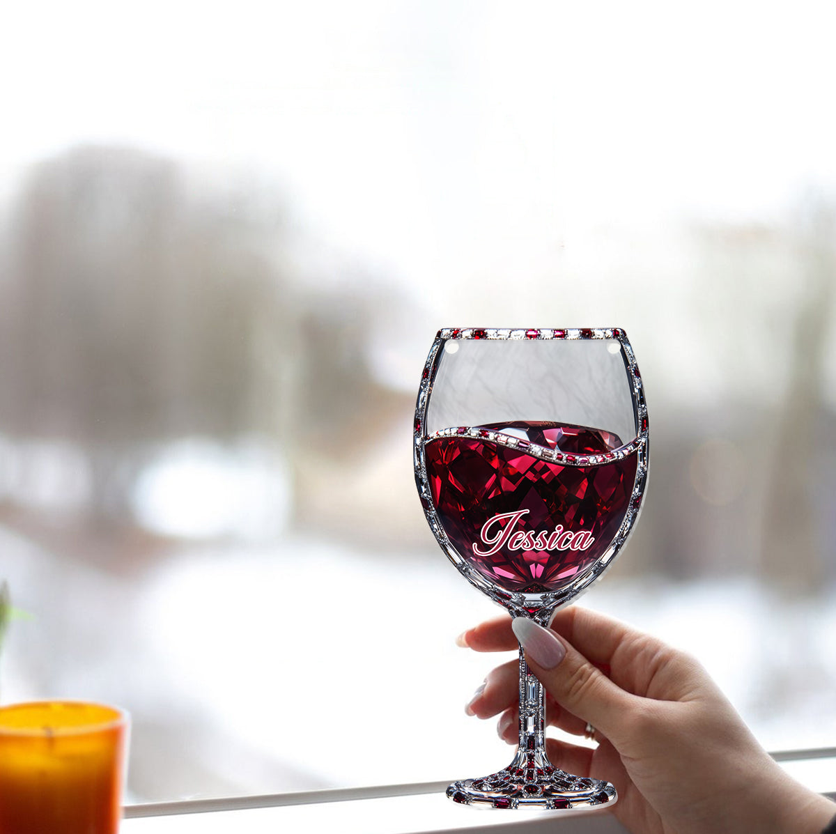 Juste une fille qui aime le vin - Attrape-soleil personnalisé à suspendre à la fenêtre