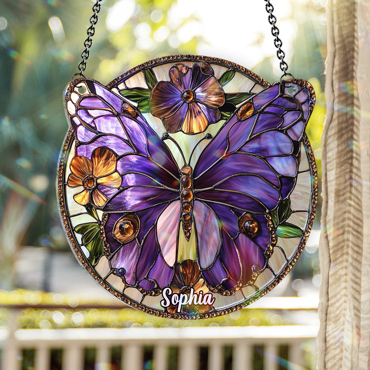 Purple Butterfly - Personalized Butterfly Window Hanging Suncatcher Ornament