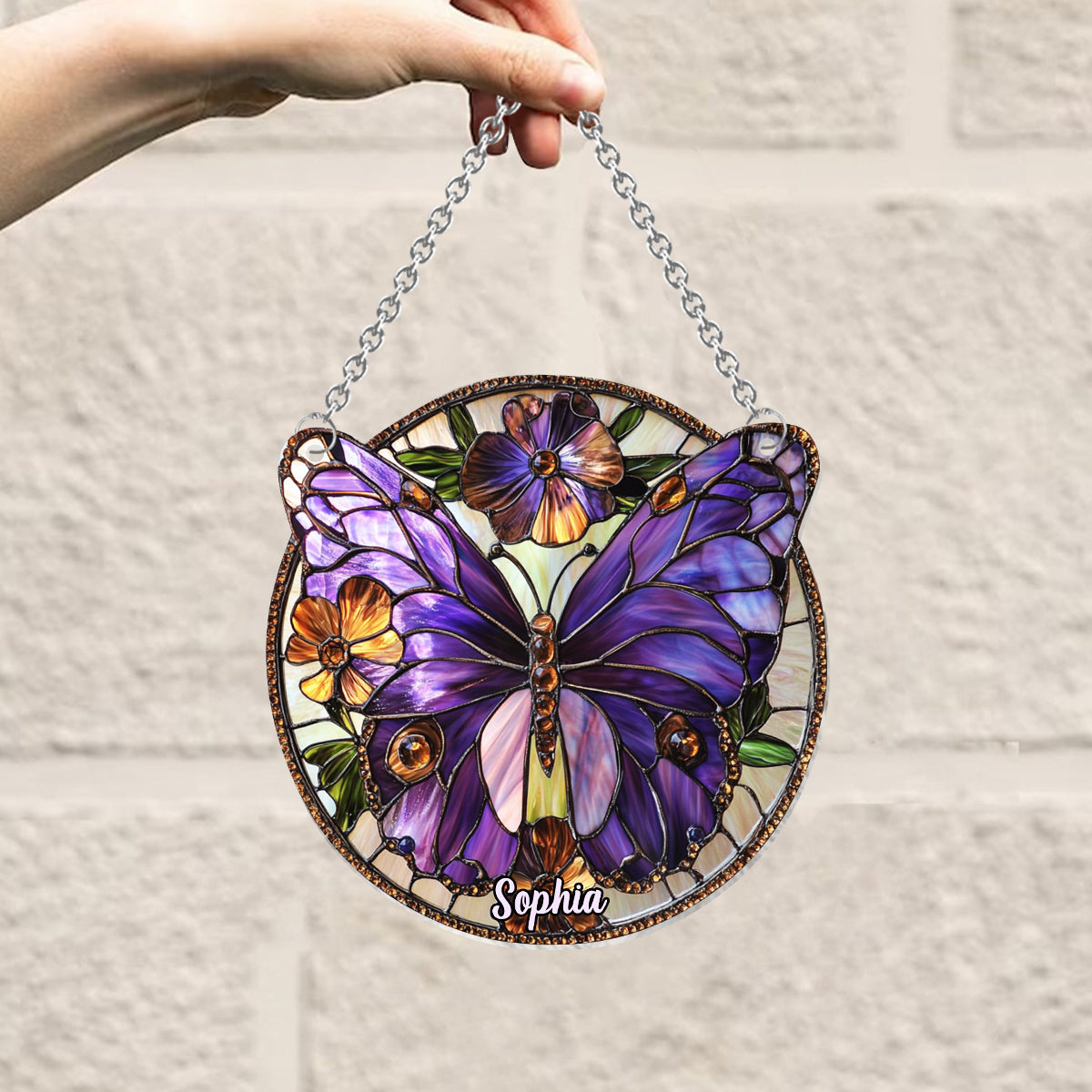 Purple Butterfly - Personalized Butterfly Window Hanging Suncatcher Ornament