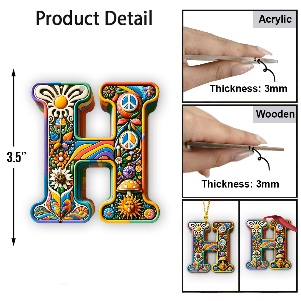 Beautiful Hippie Letter - Personalized Hippie Ornament