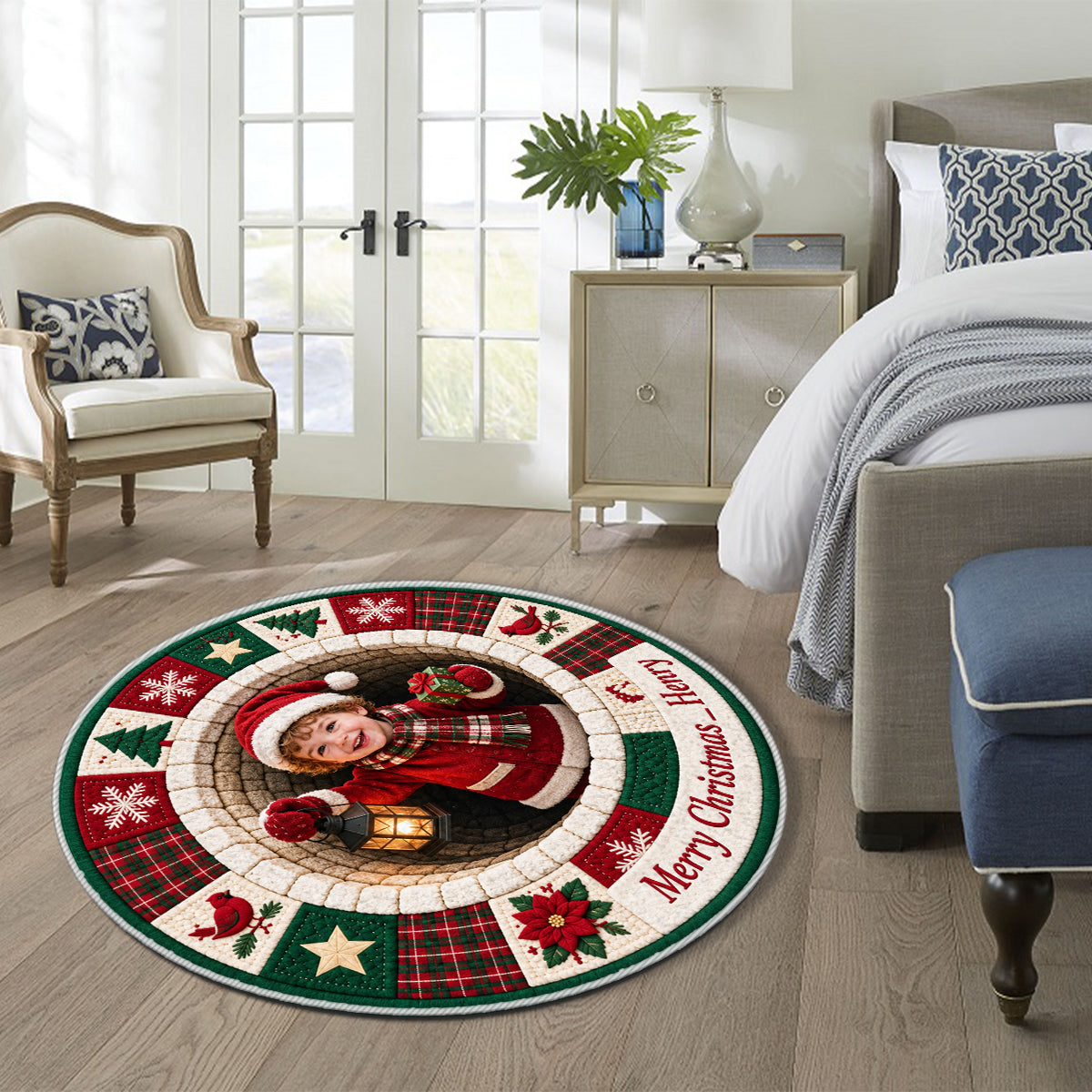 Merry Christmas - Personalized Kid Non-Slip Tufted Rug