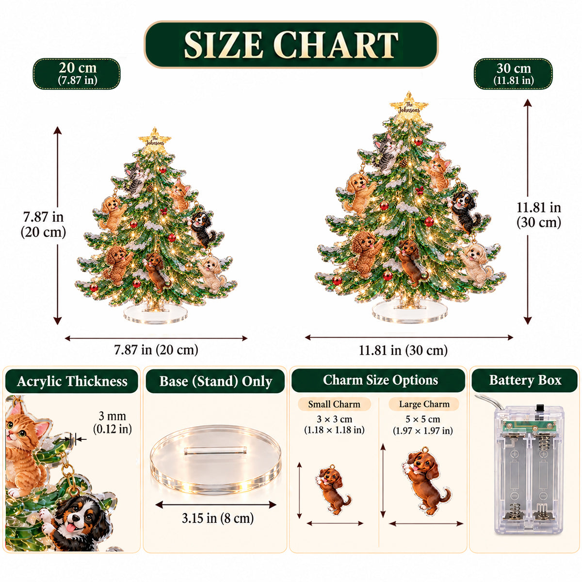 Joyeux Noël Furry - Standee Personnalisé pour Chien avec Lumières et Charms