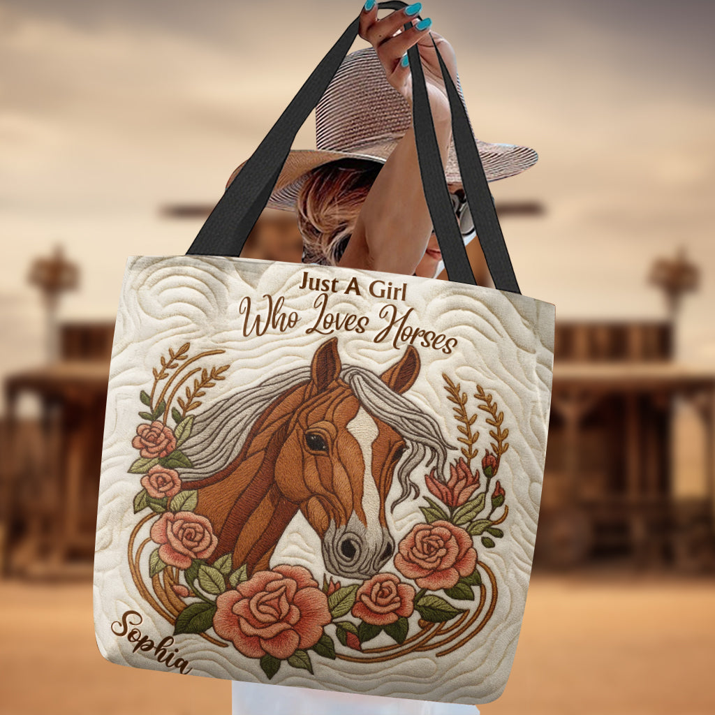 Juste une fille qui aime les chevaux - Sac fourre-tout personnalisé pour chevaux