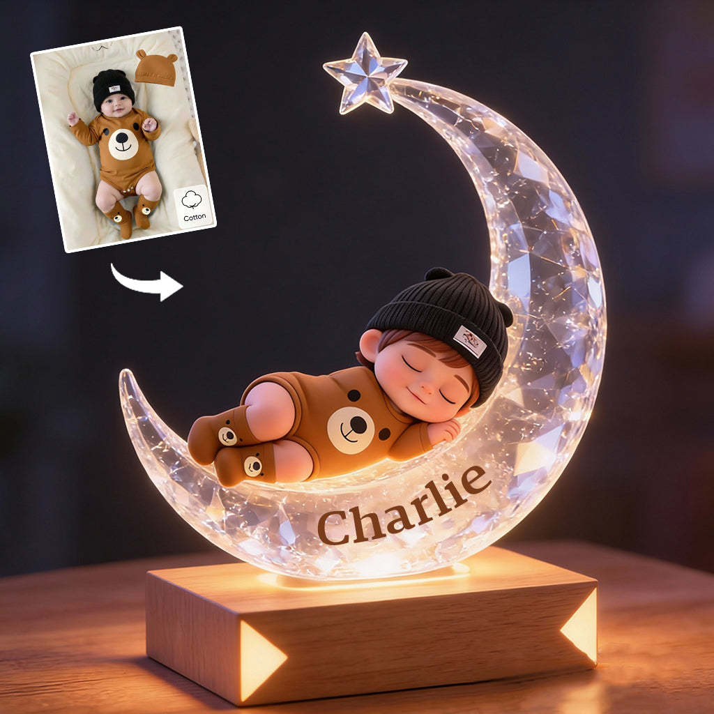 Veilleuse LED personnalisée pour enfant « Je t'aime bébé » en acrylique