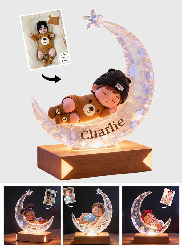 Veilleuse LED personnalisée pour enfant « Je t'aime bébé » en acrylique