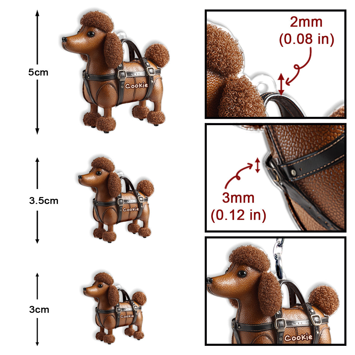 Cute Poodle - Personalized Dog Keychain