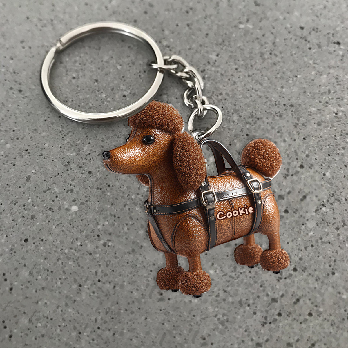 Cute Poodle - Personalized Dog Keychain