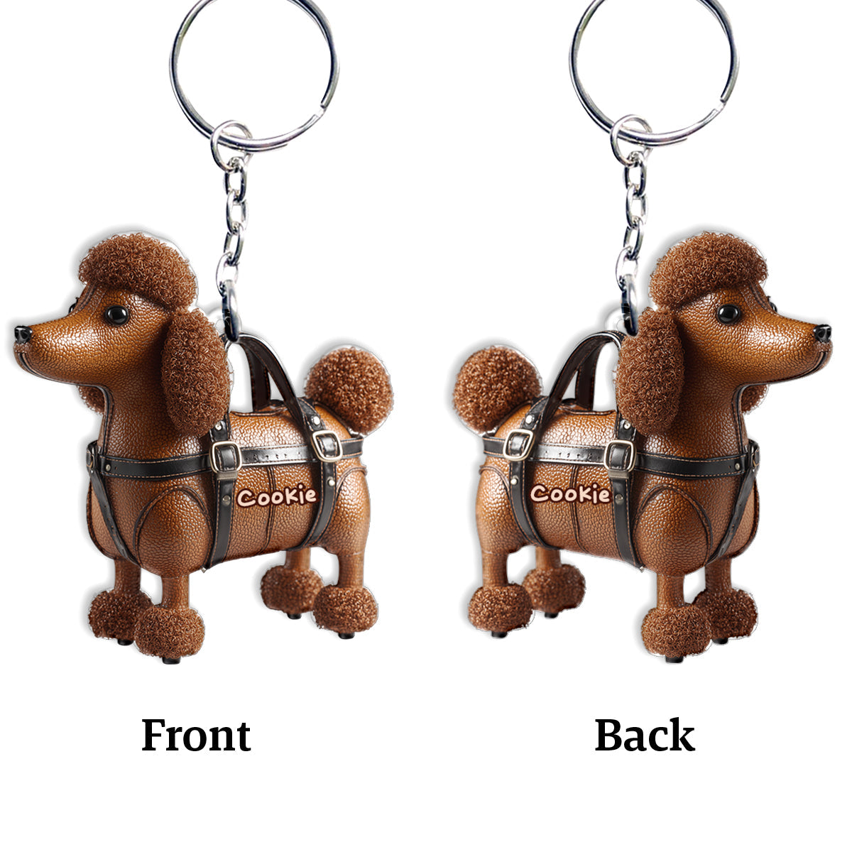 Cute Poodle - Personalized Dog Keychain