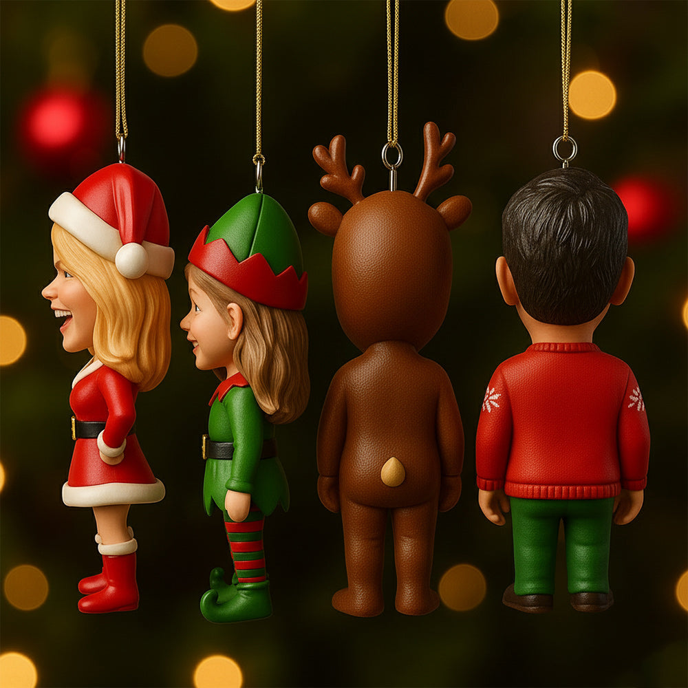 Cadeau de Noël pour la famille - Ornement de Noël personnalisé en forme de minifigurine 3D.